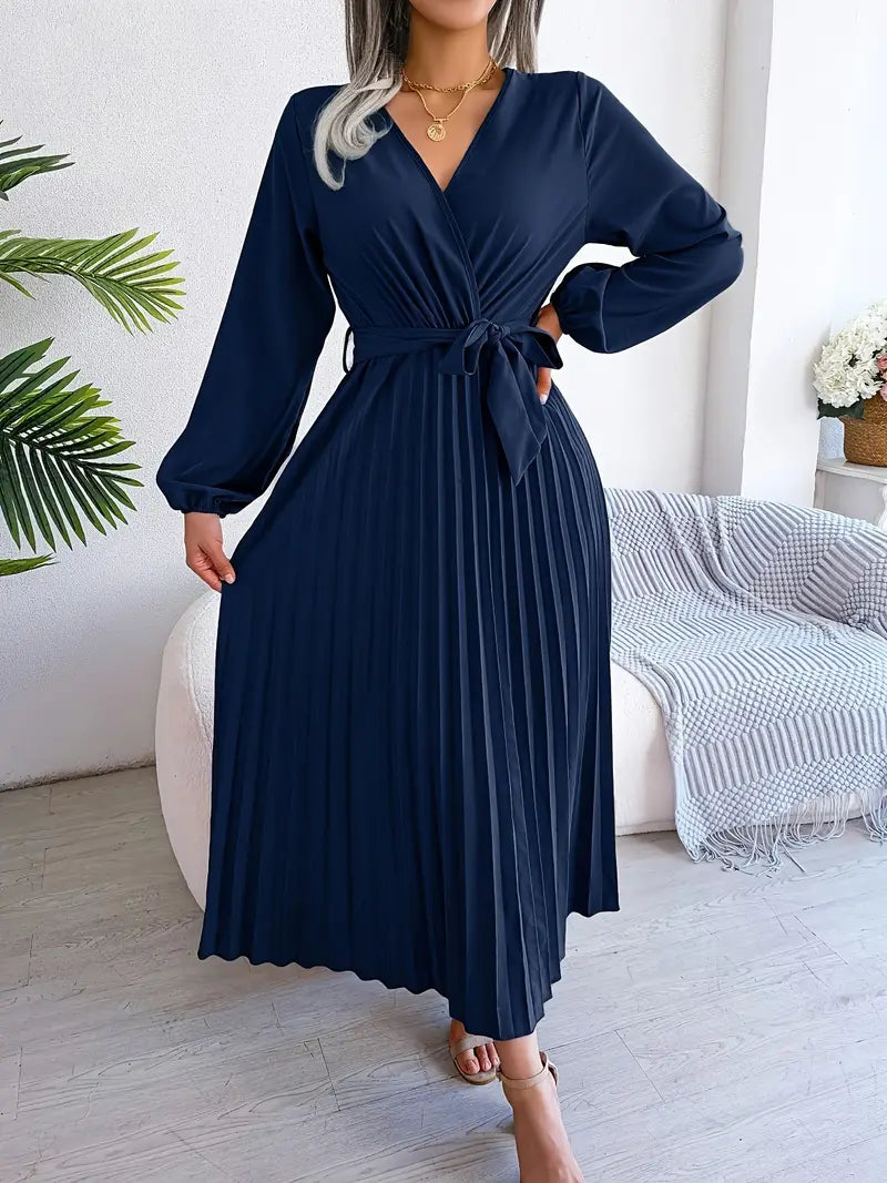 AMIE™ - ELEGANT SLEEVE TIE PLEATED DRESS