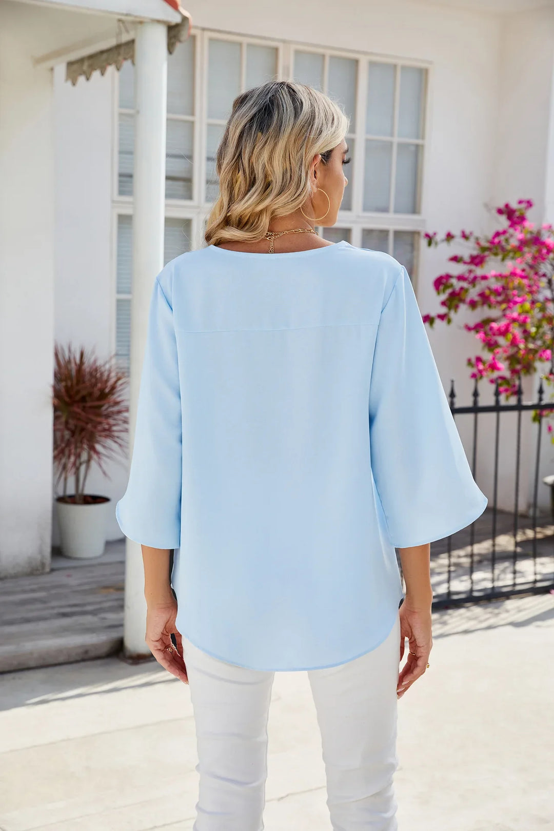 ALMA™ - RUFFLE CHIFFON 3/4 SLEEVE BLOUSE