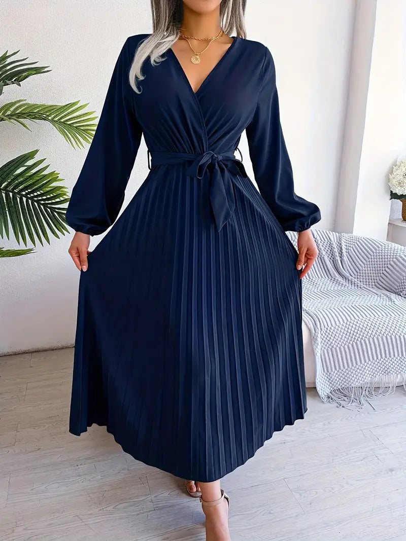 AMIE™ - ELEGANT SLEEVE TIE PLEATED DRESS