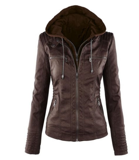 LIRA™ - CLASSIC HOODED FAUX LEATHER JACKET