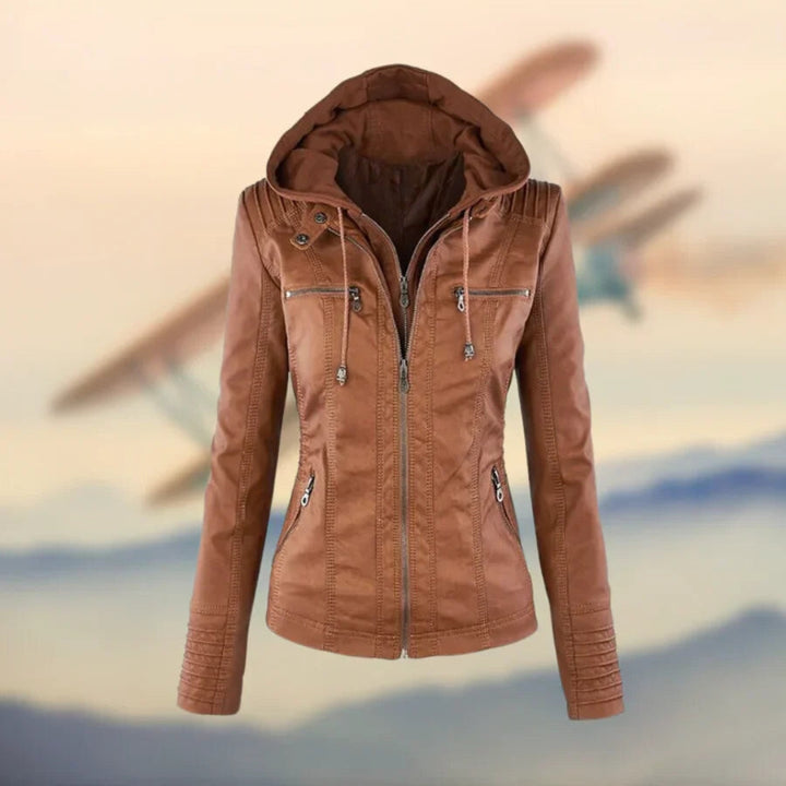 ANAFE™ - STYLISH HOODED LEATHER JACKET