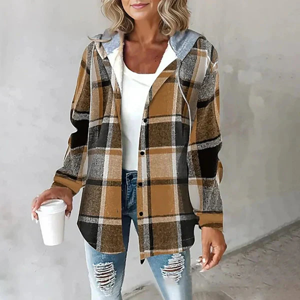 FARIE™ - CHECKERED LONG HOODED JACKET