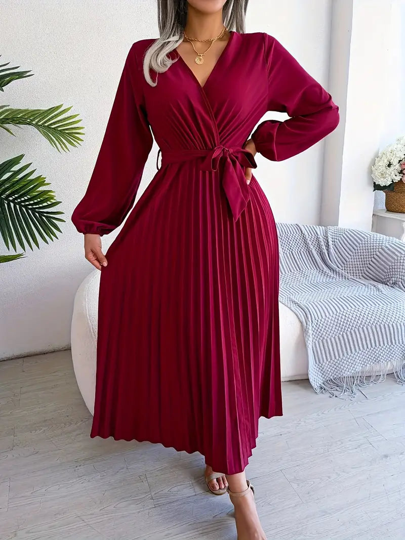 AMIE™ - ELEGANT SLEEVE TIE PLEATED DRESS