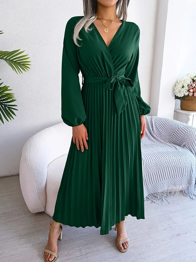 AMIE™ - ELEGANT SLEEVE TIE PLEATED DRESS