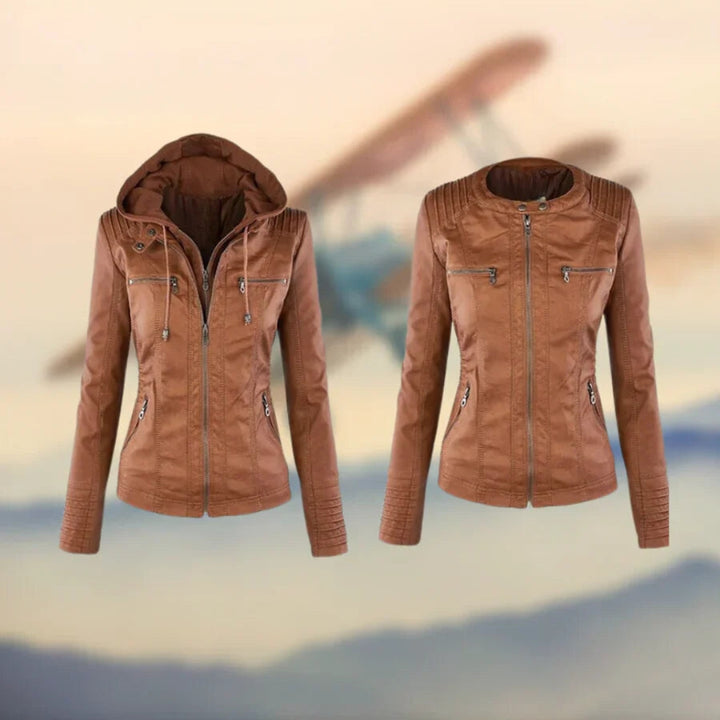 ANAFE™ - STYLISH HOODED LEATHER JACKET