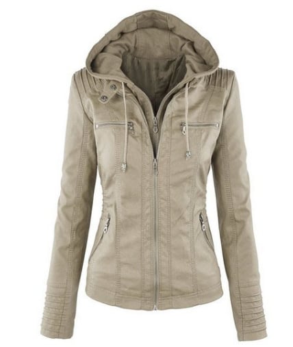 LIRA™ - CLASSIC HOODED FAUX LEATHER JACKET