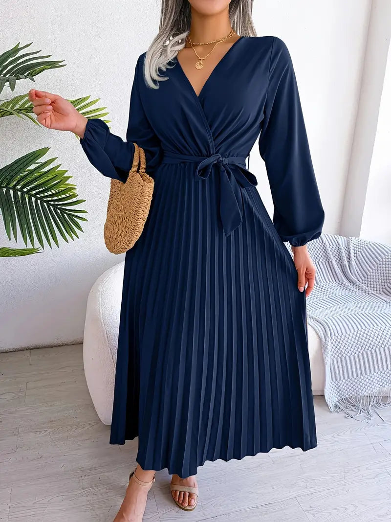 AMIE™ - ELEGANT SLEEVE TIE PLEATED DRESS