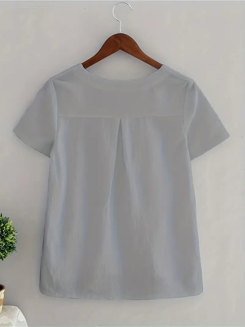 NERINA™ - CASUAL COTTON LINEN V-NECK BLOUSE