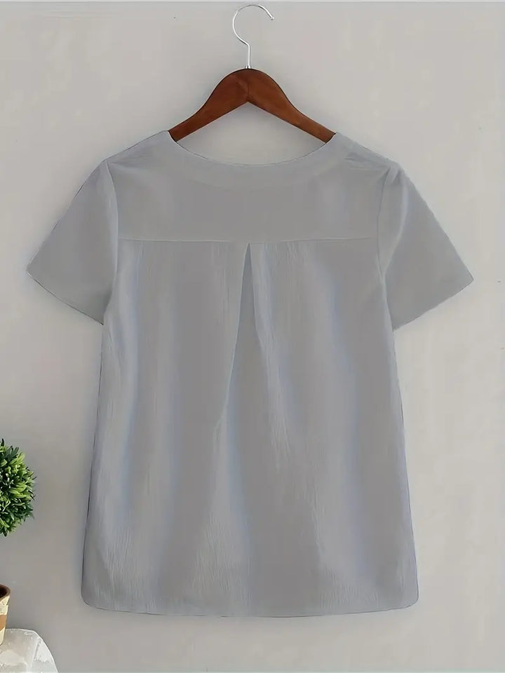 NERINA™ - CASUAL COTTON LINEN V-NECK BLOUSE