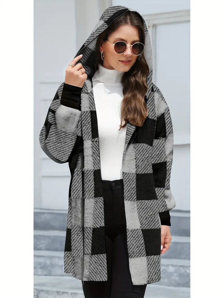 VIMA™ - COMFORTABLE PLAID PLUSH LONG CARDIGAN