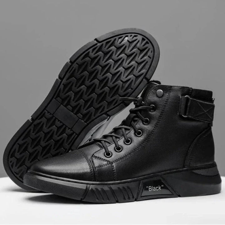 LANCE™ - MEN'S BLACK LEATHER BOOTS