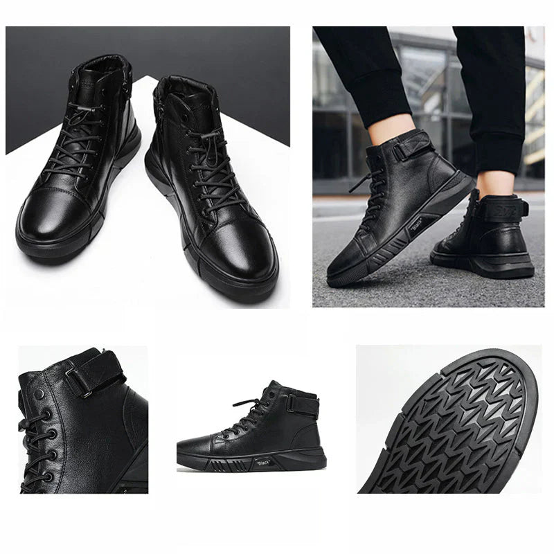 LANCE™ - MEN'S BLACK LEATHER BOOTS