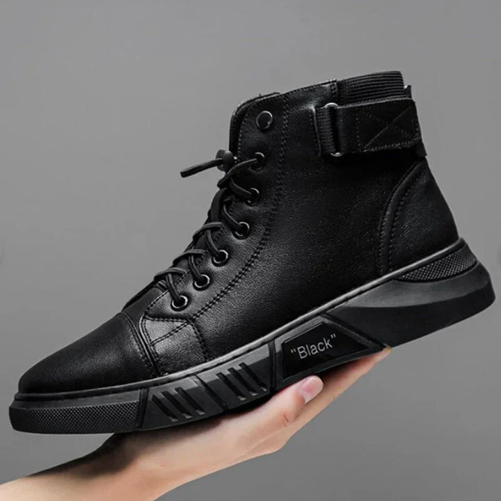 LANCE™ - MEN'S BLACK LEATHER BOOTS