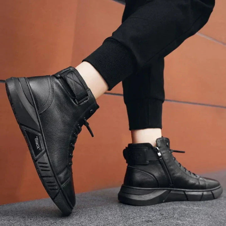 LANCE™ - MEN'S BLACK LEATHER BOOTS