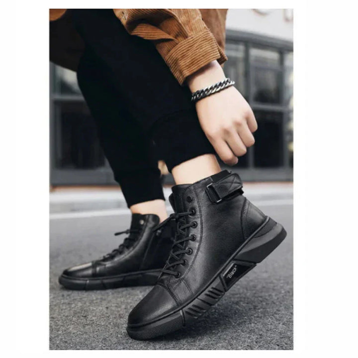 LANCE™ - MEN'S BLACK LEATHER BOOTS