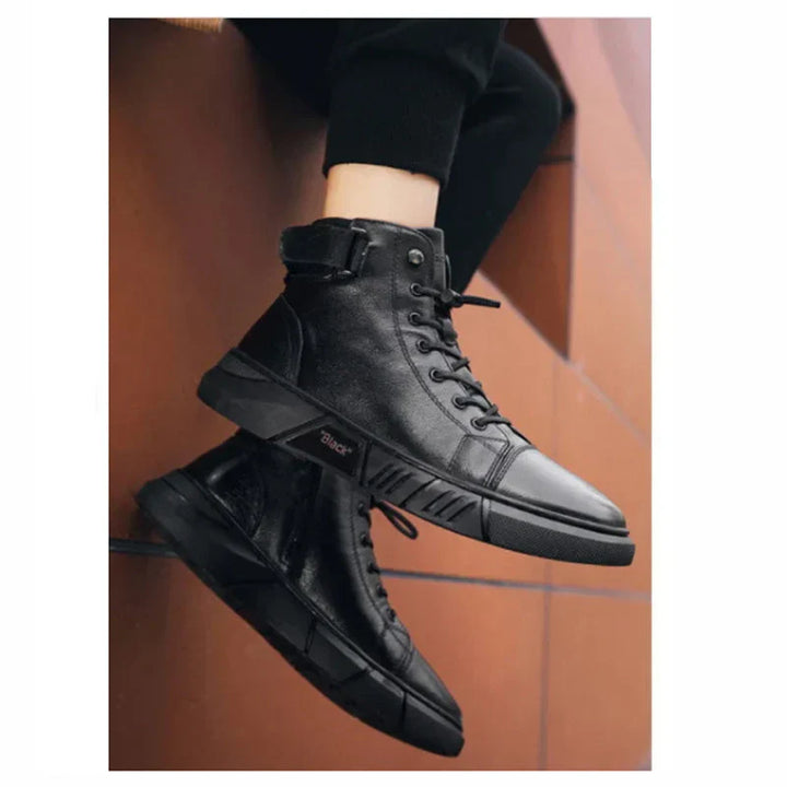 LANCE™ - MEN'S BLACK LEATHER BOOTS