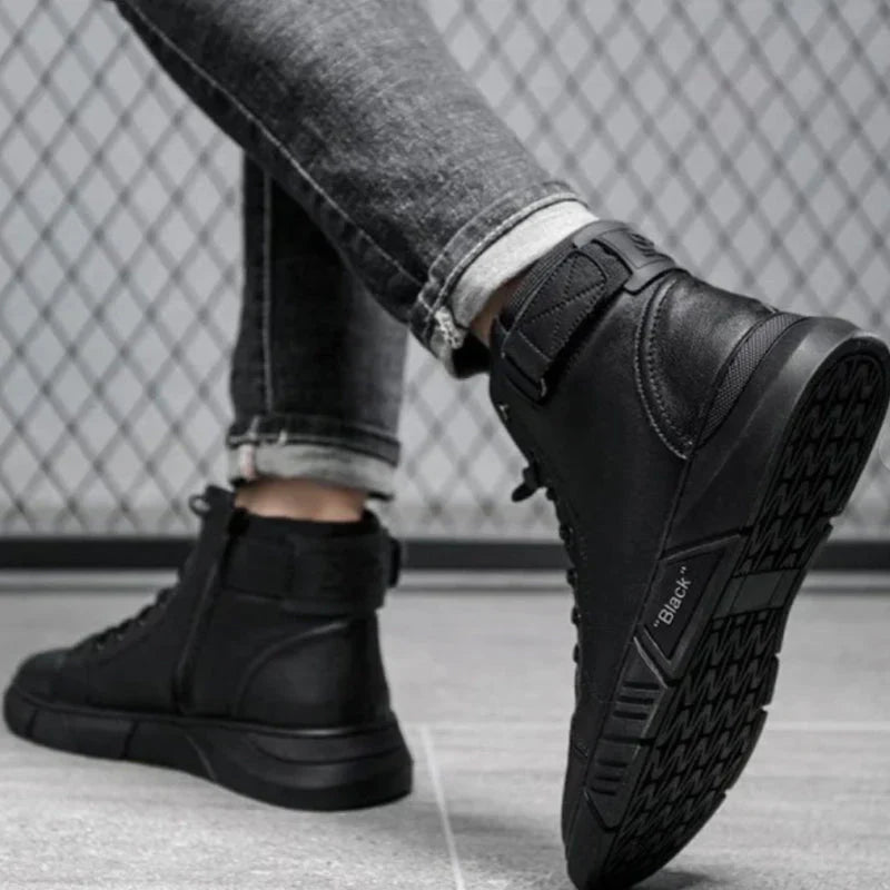 LANCE™ - MEN'S BLACK LEATHER BOOTS