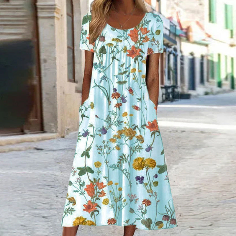 Isabelle™ Boho Floral Dress with Tummy Coverage