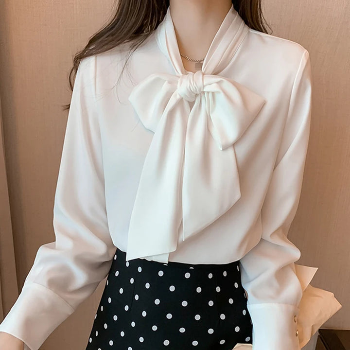 SAMANTHA™ - ELEGANT BOW LONG SLEEVE BLOUSE