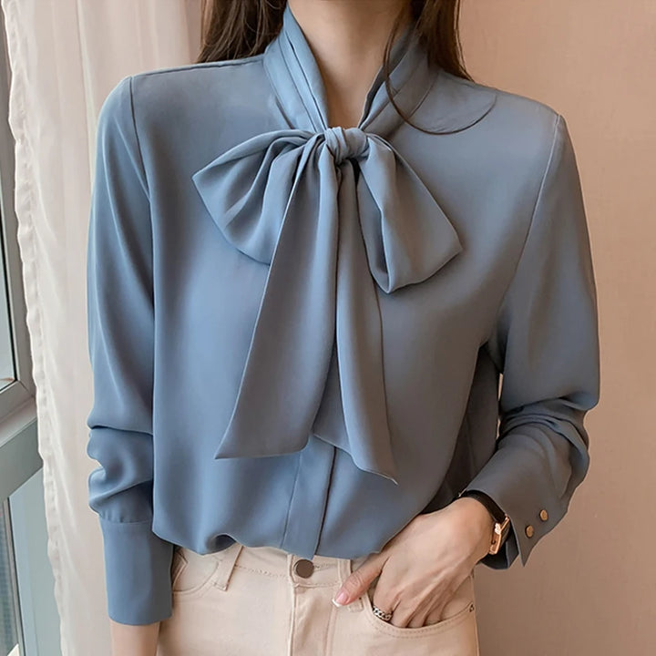 SAMANTHA™ - ELEGANT BOW LONG SLEEVE BLOUSE