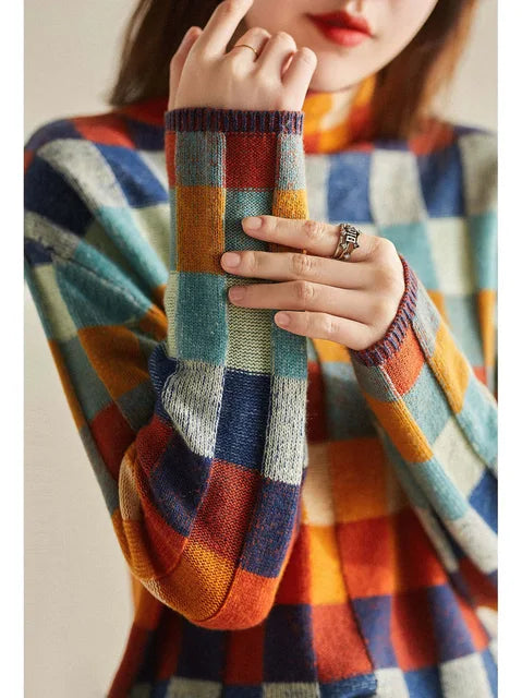 ELLA™ - CHECKERED KNITTED SWEATER