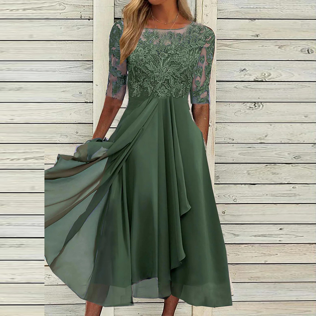 BEA™  - ELEGANT LACE CHIFFON FLOWY DRESS