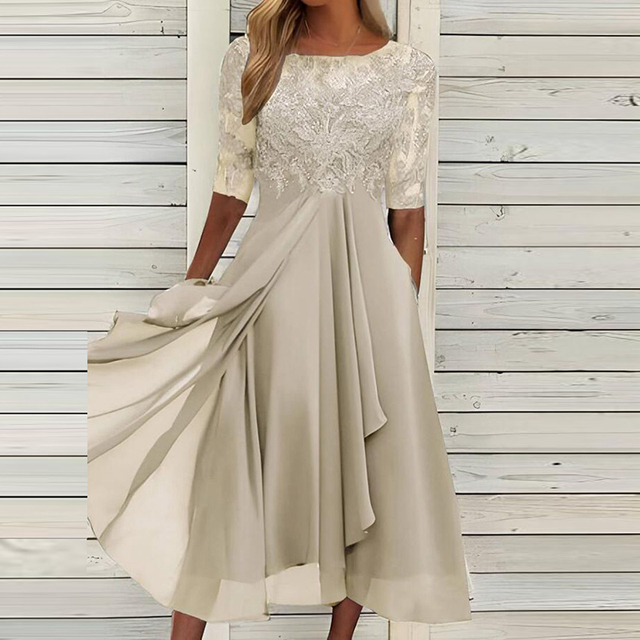 BEA™  - ELEGANT LACE CHIFFON FLOWY DRESS