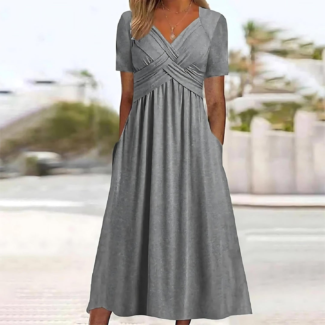 KATE™ - WOMEN'S V-NECK MIDI DRESS