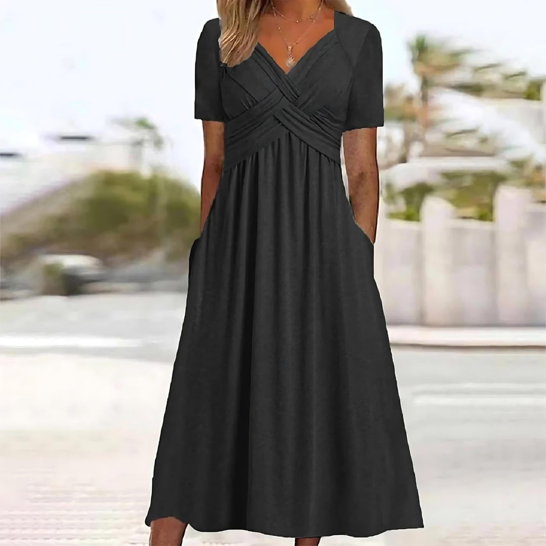 KATE™ - WOMEN'S V-NECK MIDI DRESS