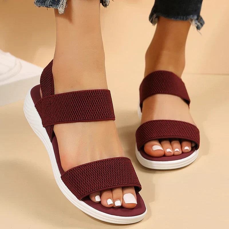 Raylynn™ Elastic Fabric Knit Strap Wedge Sandals