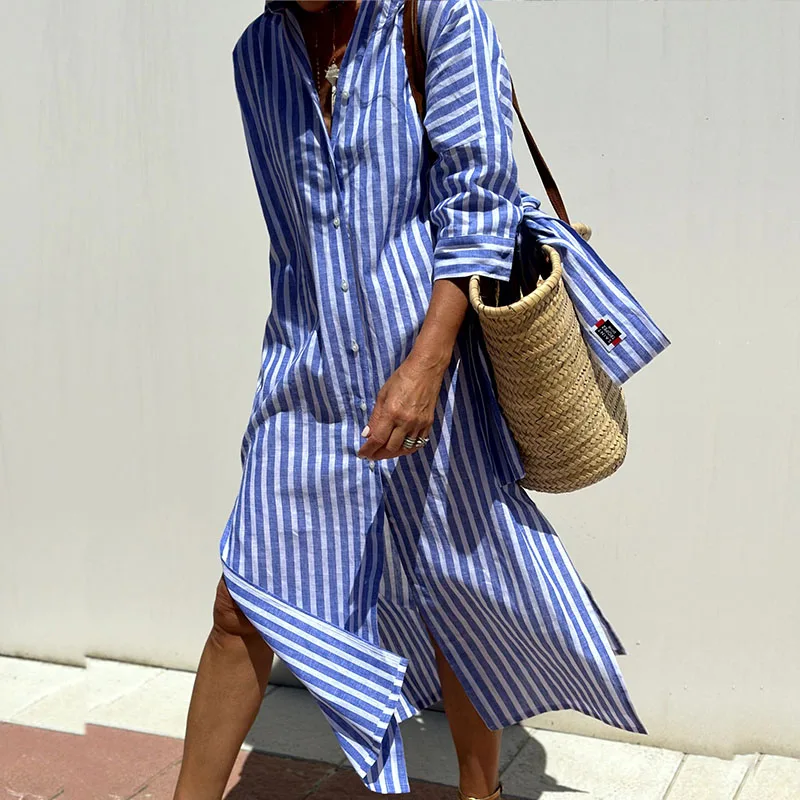 MARTHA™ - WOMEN'S STRIPED SHIRT DRESS