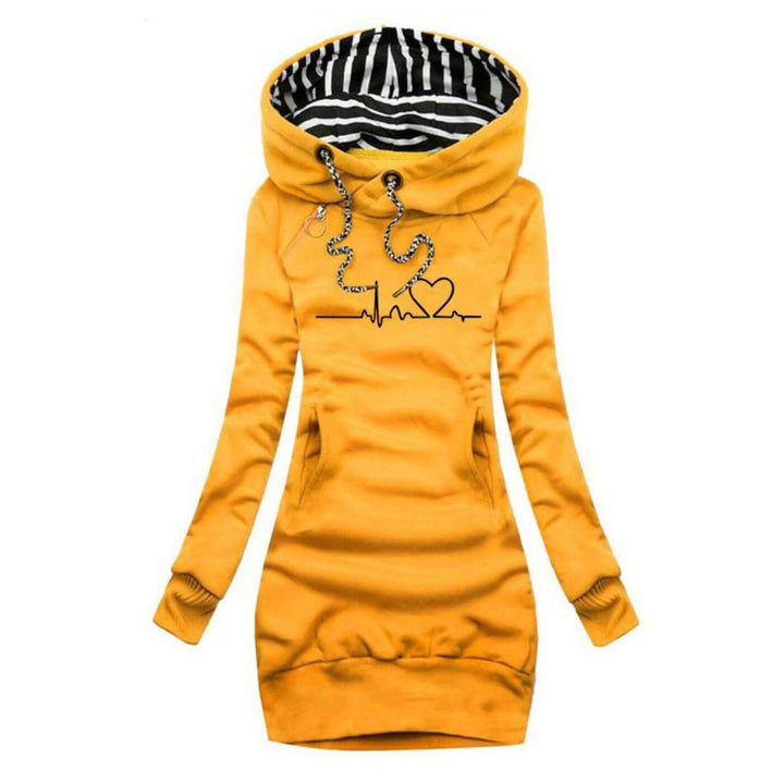 ABY™ - STYLISH HEARTBEAT PRINT HOODED SWEATER