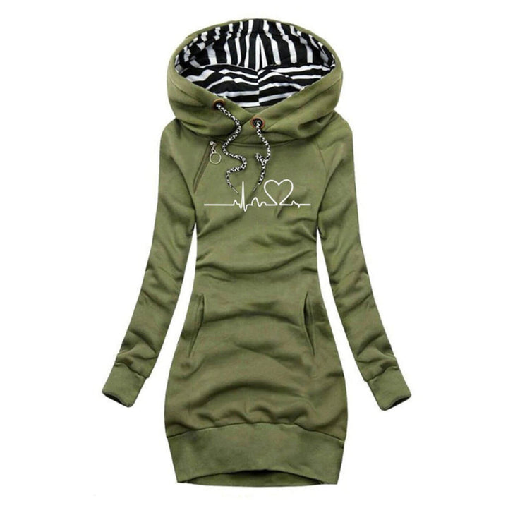 ABY™ - STYLISH HEARTBEAT PRINT HOODED SWEATER