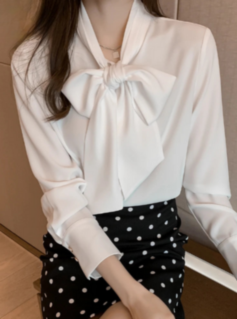 SAMANTHA™ - ELEGANT BOW LONG SLEEVE BLOUSE