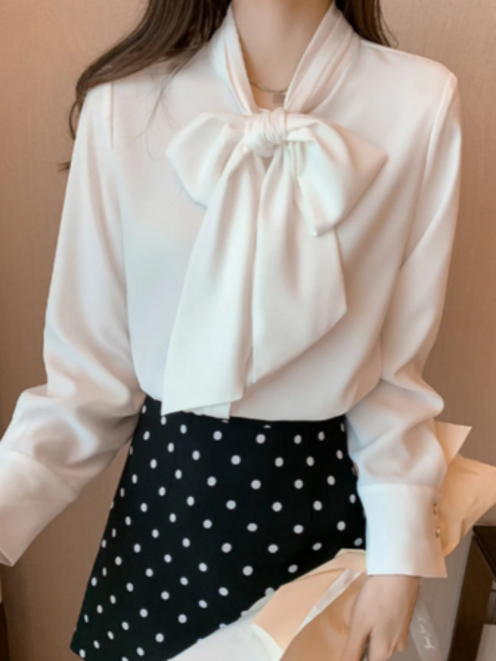 SAMANTHA™ - ELEGANT BOW LONG SLEEVE BLOUSE