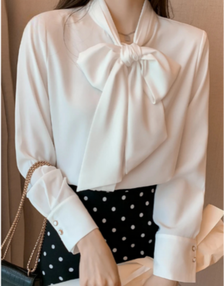 SAMANTHA™ - ELEGANT BOW LONG SLEEVE BLOUSE