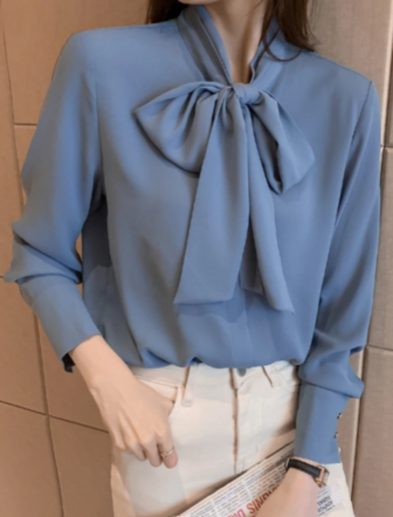 SAMANTHA™ - ELEGANT BOW LONG SLEEVE BLOUSE