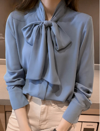 SAMANTHA™ - ELEGANT BOW LONG SLEEVE BLOUSE