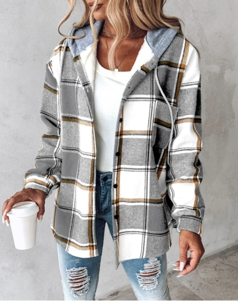 FARIE™ - CHECKERED LONG HOODED JACKET