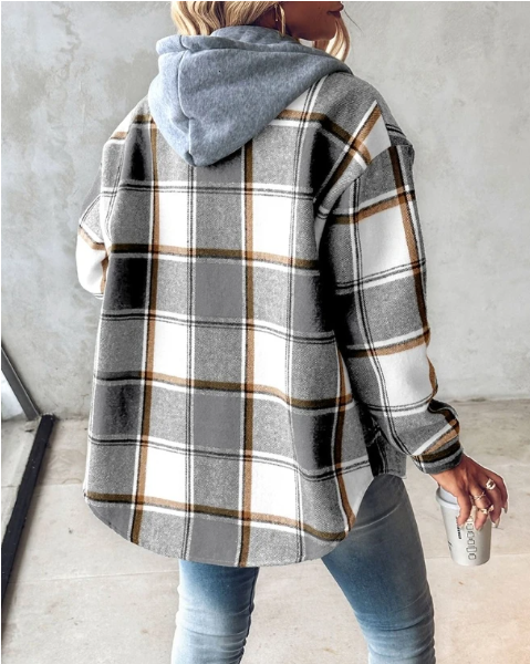 FARIE™ - CHECKERED LONG HOODED JACKET