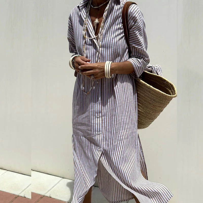 MARTHA™ - WOMEN'S STRIPED SHIRT DRESS