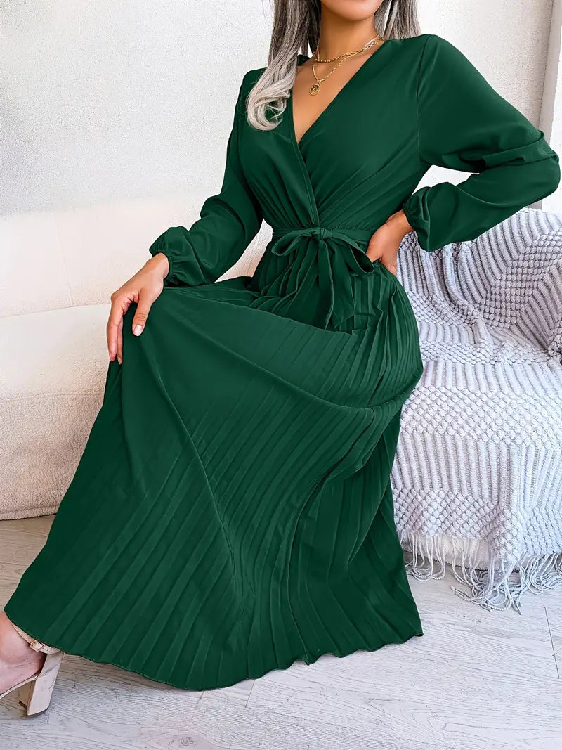 AMIE™ - ELEGANT SLEEVE TIE PLEATED DRESS