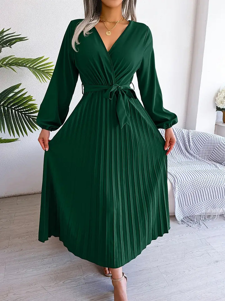 AMIE™ - ELEGANT SLEEVE TIE PLEATED DRESS