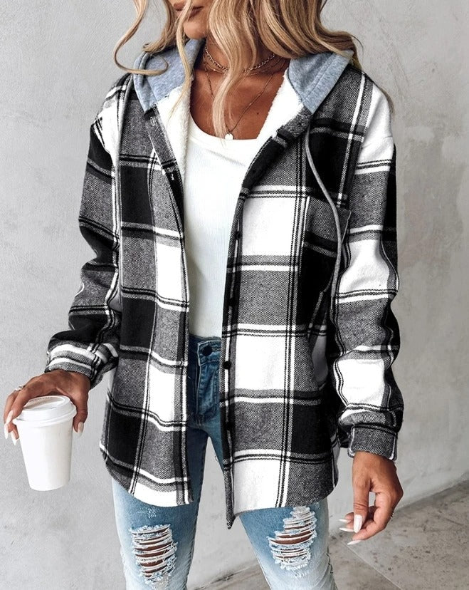 FARIE™ - CHECKERED LONG HOODED JACKET