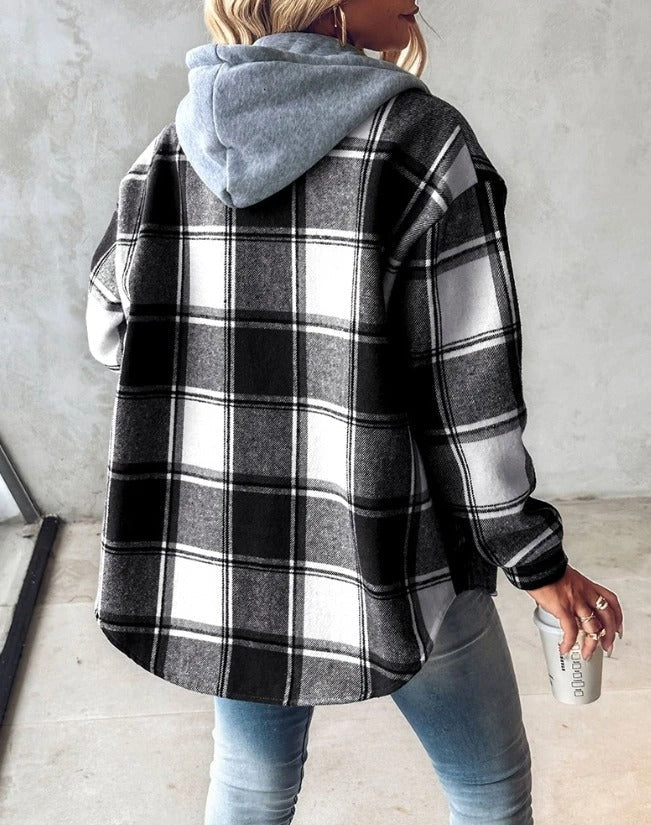 FARIE™ - CHECKERED LONG HOODED JACKET