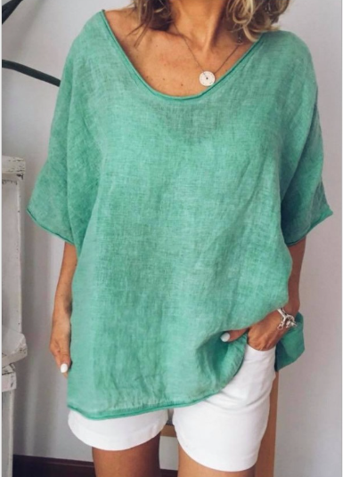 NERINA™ - CASUAL COTTON LINEN V-NECK BLOUSE