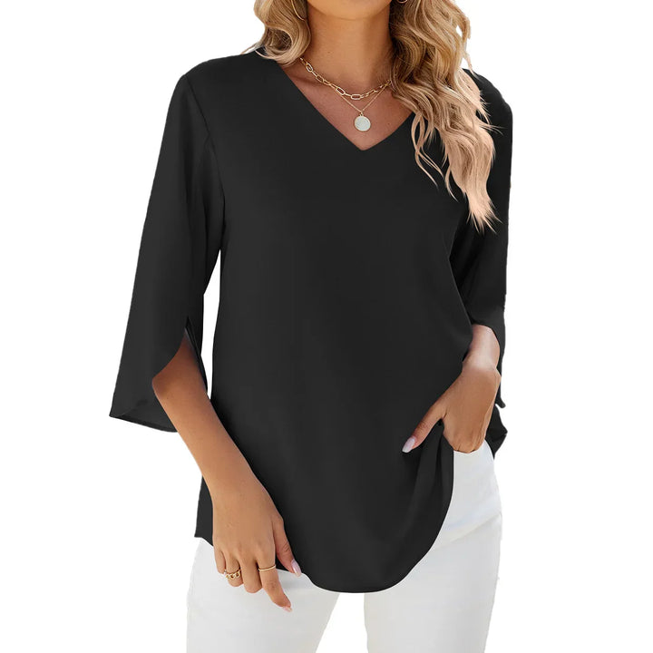 ALMA™ - RUFFLE CHIFFON 3/4 SLEEVE BLOUSE