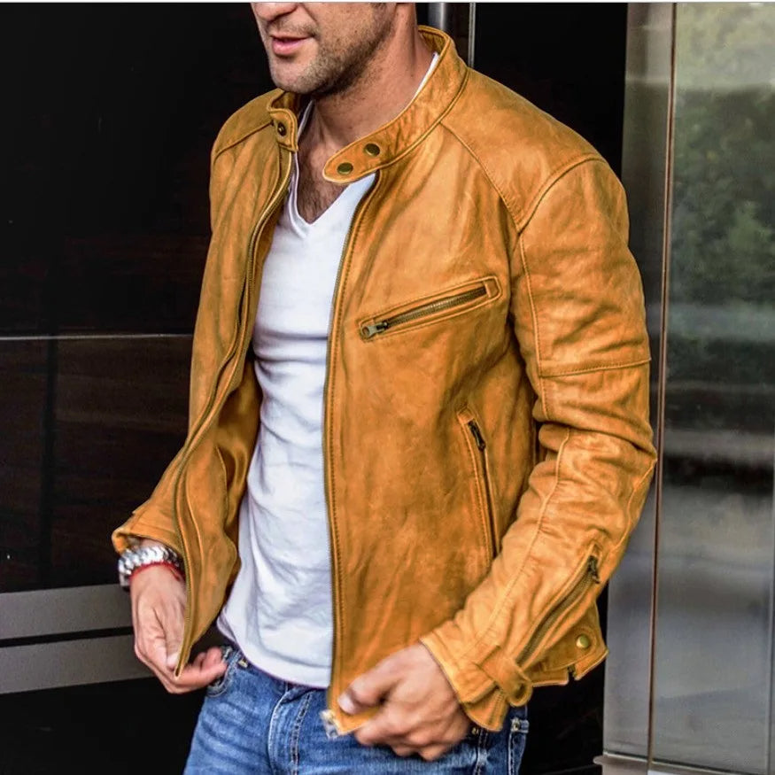 DIEGO™ - MEN'S LEATHER MOTORCYCLE JACKET