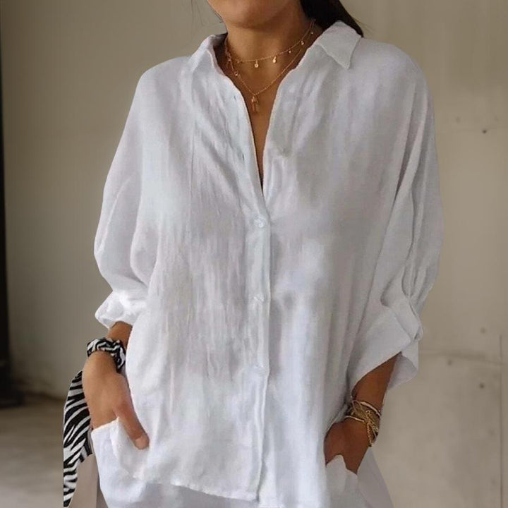 LINDA™ - ELEGANT LINEN POLO BLOUSE