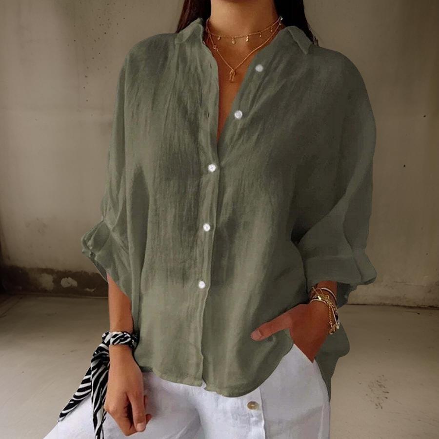 LINDA™ - ELEGANT LINEN POLO BLOUSE